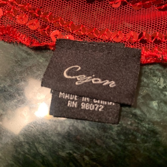 Cejon red sequined shawl sheer wrap, one size - Picture 3 of 7